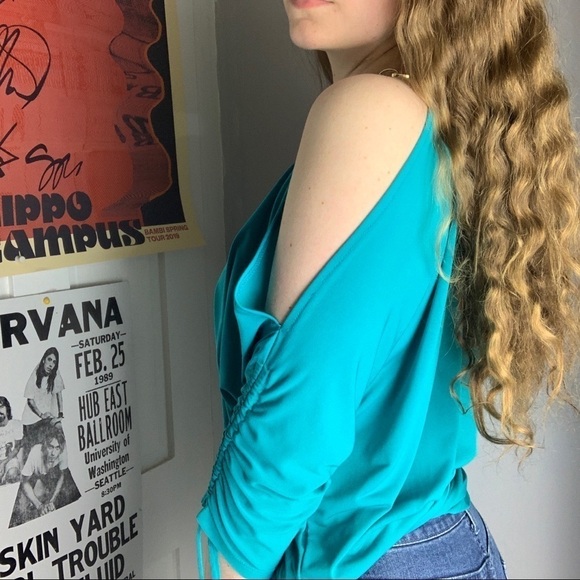 Michael Kors Teal Cold Shoulder Top - Picture 4 of 7